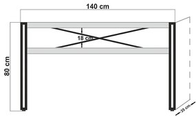 Κονσόλα PWF-0241 pakoworld χρώμα πεύκου-μαύρο 140x35x80εκ