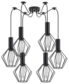 Φωτιστικό Οροφής  SE21-BL-4-BL6-GR1 ADEPT TUBE Black Pendant Black Metal Grid+ - 51W - 100W - 77-8527