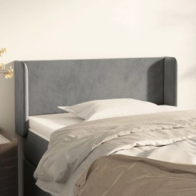Κεφαλάρι με Πτερύγια Ανοιχτό Γκρι 93x16x78/88 εκ. Βελούδινο 3118524
