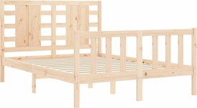 vidaXL Πλαίσιο Κρεβατιού με Κεφαλάρι από Μασίφ Ξύλο Double