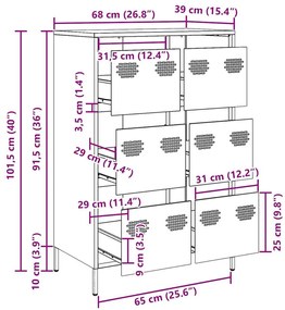 Ντουλάπι Μουσταρδί 68x39x101,5 εκ. από Ατσάλι - Κίτρινο