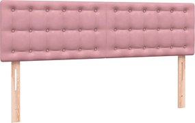 vidaXL Κρεβάτι Boxspring με Στρώμα Ροζ 160x210 εκ. Βελούδινο