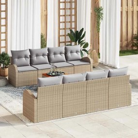 vidaXL Σετ Καναπέ Κήπου 9 pcs Μπεζ Πολυ ράταν