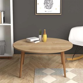 Τραπεζάκι σαλονιού Circle Megapap από μελαμίνη χρώμα oak 90x90x40εκ.