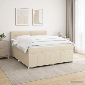 vidaXL Κρεβάτι box spring με στρώμα Κρεμ 140 x 200 cm Ύφασμα