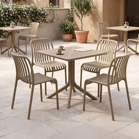 Τραπεζαρία Zoi Groovy pakoworld σετ 5τεμ cappuccino PP 80x80x74εκ