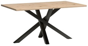 Τραπέζι Stanton 146, Μαύρο, Artisan βελανιδιά, 75x90x160cm, 80 kg, Επιμήκυνση, Πλαστικοποιημένη μοριοσανίδα, Μέταλλο | Epipla1.gr