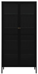 Ντουλάπα Βιτρίνας Μαύρη 90 x 40 x 180 εκ. Ατσάλι / Ψημένο Γυαλί - Μαύρο
