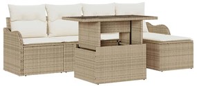 vidaXL Σετ Καθισμάτων Εξωτερικού Χώρου 6 pcs Μπεζ Πολυ ράταν