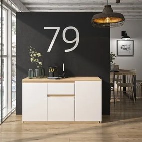 Epiplo World  Gibril Μπουφές μετατρεπόμενος σε γωνιακό γραφείο 136/133x45/155x75εκ. Blond Oak/ Λευκό BEST-15369850