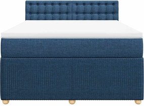 vidaXL Κρεβάτι Boxspring με Στρώμα Μπλε 160x200 εκ. Υφασμάτινο