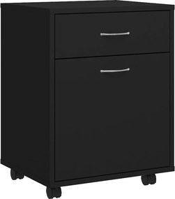 vidaXL Ντουλάπι Τροχήλατο Μαύρο 45 x 38 x 54 εκ. από Επεξ. Ξύλο