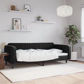 Καναπές Κρεβάτι Μαύρος 90 x 190 εκ. Βελούδινος - Μαύρο