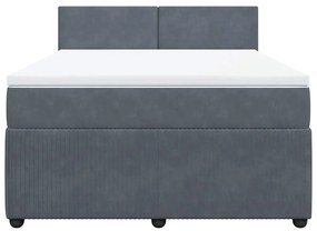 vidaXL Κρεβάτι Boxspring με Στρώμα Σκούρο Γκρι 140x200 εκ. Βελούδινο