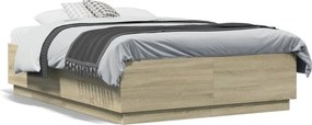 vidaXL Πλαίσιο Κρεβατιού Sonoma Δρυς 135x190 εκ. Επεξεργασμένο Ξύλο