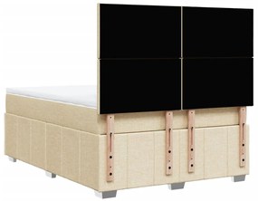 ΚΡΕΒΑΤΙ BOXSPRING ΜΕ ΣΤΡΩΜΑ ΚΡΕΜ 140X200 ΕΚ. ΥΦΑΣΜΑΤΙΝΟ 3291689