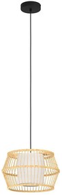 Φωτιστικό Οροφής Monterroso 390233 Φ34,5x150cm 1xE27 40W Natural-White Eglo Steel,Fabric,Wood