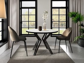 Τραπέζι Oswego 111, Λευκό μάρμαρο, Μαύρο, 76cm, Επιμήκυνση, Πλαστικοποιημένη μοριοσανίδα, Μέταλλο | Epipla1.gr