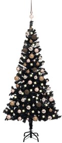 vidaXL Χριστουγεννιάτικο Δέντρο Τεχν. με LED & Μπάλες Μαύρο 150 εκ PVC