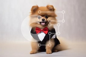 Intra Συλλεκτικό Ξύλινο Παζλ Plywood  4mm - Σκύλος Pomeranian με σμόκιν Σε Ξύλινο Κουτί - Διαστάσεις: 10x10 cm – 25 κομμάτια