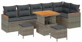 vidaXL Σετ Καναπέ Κήπου 9 pcs Γκρι συνθετικό ρατάν