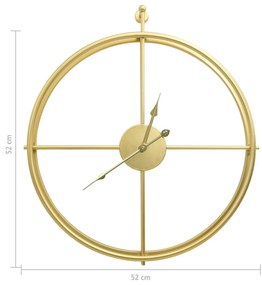 Ρολόι Τοίχου Χρυσό 52 εκ. Σιδερένιο - Χρυσό