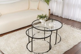 Coffee Table Set Black-Transparent-80-60 Black