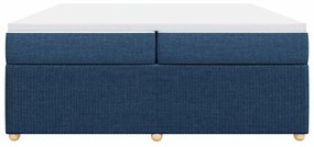 vidaXL Κρεβάτι Boxspring με Στρώμα Μπλε 200x200 εκ. Υφασμάτινο