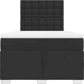 vidaXL Κρεβάτι Boxspring με Στρώμα Μαύρο 120x190εκ.από Συνθετικό Δέρμα