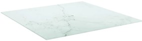 vidaXL Επιφάνεια Τραπεζιού Λευκή 80x80εκ 6 χιλ Ψημ. Γυαλί Μαρμ. Σχέδιο