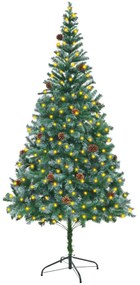 vidaXL Χριστουγεννιάτικο Δέντρο Τεχνητό με LED και Κουκουνάρια 210 εκ.
