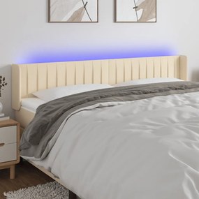 vidaXL Κεφαλάρι Κρεβατιού LED Κρεμ 203x16x78/88 εκ. Υφασμάτινο