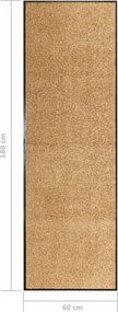 vidaXL Πατάκι Εισόδου Πλενόμενο Κρεμ 60 x 180 εκ.