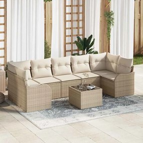 vidaXL Σετ Καναπέ Κήπου 8 pcs Μπεζ 55 x 55 x 37 εκ Πολυ ράταν