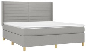 vidaXL Κρεβάτι Boxspring με Στρώμα &amp; LED Αν.Γκρι 180x200εκ. Υφασμάτινο