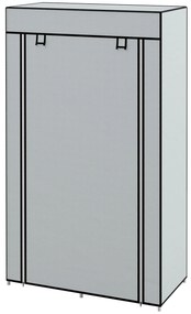 HOMCOM Ντουλάπα υφασμάτινη 1 ράβδος ρούχων, 2 συρτάρια, 83 x 42,5 x 162,5 cm, Γκρι