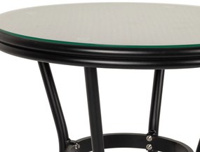 Τραπέζι Κήπου BURUNDI Μαύρο Αλουμίνιο/Γυαλί Φ70x72cm