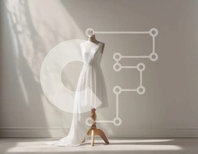 Intra Συλλεκτικό Ξύλινο Παζλ Plywood  4mm - Λευκό φόρεμα που κρέμεται στο μανεκέν Σε Ξύλινο Κουτί - Διαστάσεις Puzzle: 10x10 cm – 25 κομμάτια