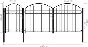 vidaXL Πύλη Κήπου με Καμπύλη Κορυφή 200 x 400 cm Ατσάλι