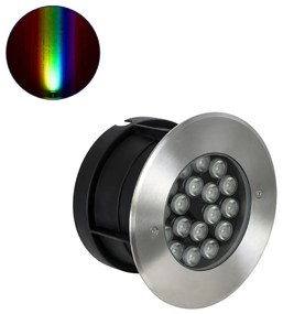 GloboStar® UNDERGROUND-SINA 90573 Χωνευτό Φωτιστικό Σποτ Δαπέδου LED 18W 1530lm 15° DC 24V Αδιάβροχο IP68 Φ20 x Υ11cm RGBW DMX512 - Ανοξείδωτο Ατσάλι - 3 Χρόνια Εγγύηση