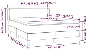 Κρεβάτι Boxspring με Στρώμα Σκούρο Γκρι 140x190 εκ. Υφασμάτινο - Γκρι