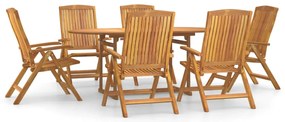 vidaXL Σετ Τραπεζαρίας Κήπου 7 Τεμαχίων από Μασίφ Ξύλο Teak