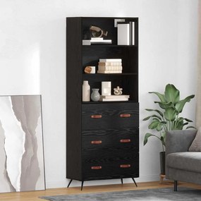vidaXL Highboard Μαύρη δρυς 69,5 x 34 x 180 εκ. Επεξεργασμένο ξύλο