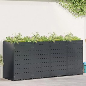 vidaXL Αποθήκη τροχήλατου κάδου για 4 κάδους Ανθρακί