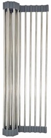 Στεγνωτήριο Kinghoff KH 1903, 45x32 cm, Ανθεκτικό στη διάβρωση, Ακμές σιλικόνης, Αντιολισθητικό, Πτυσσόμενο, Inox/γκρι