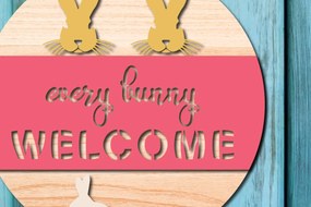 Σετ των 2 Intra απο ξύλο plywood Χρώμα wenge 3mm-4mm πάχος - Πασχαλινή πινακίδα καλωσορίσματος Διακόσμηση πόρτας Δίασταση 15x15 cm INTRAFABR-112091404