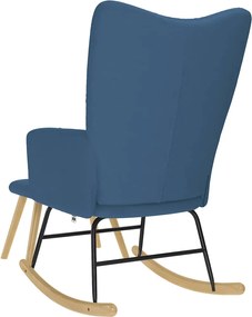 vidaXL Πολυθρόνα Κουνιστή Μπλε Υφασμάτινη με Υποπόδιο