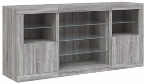 vidaXL Μπουφές με LED Γκρι Sonoma 142,5x37x67 εκ.