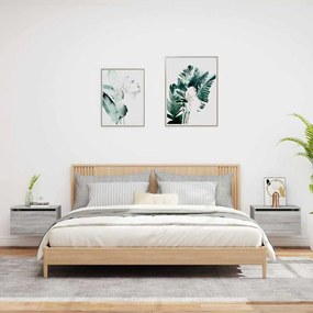 vidaXL Κομοδίνα Επιτοίχια με Φώτα LED 2 τεμ. Γκρι Sonoma