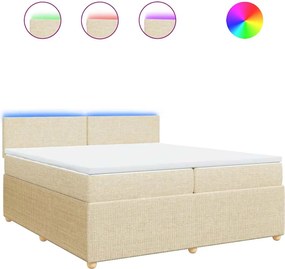 vidaXL Κρεβάτι Boxspring με Στρώμα Κρεμ 200x200 εκ. Υφασμάτινο